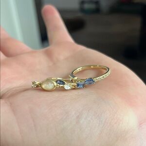 Gold Ring with Blue and White Gemstones